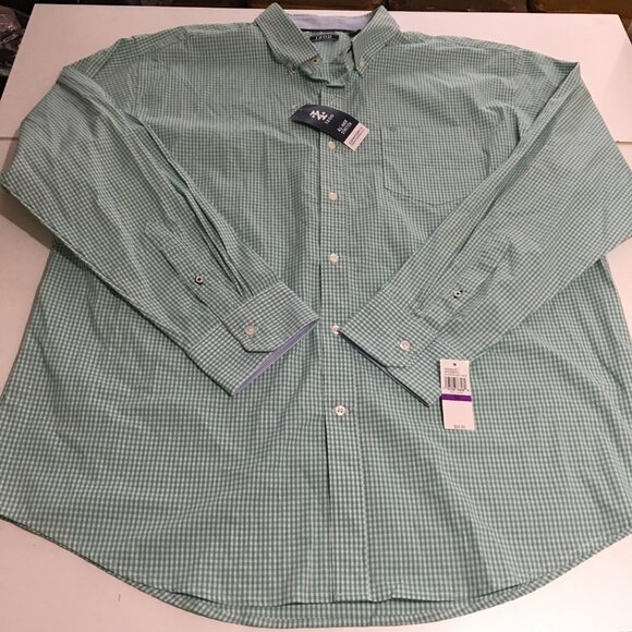 IZOD Men's Long Sleeve Button Down Dress Shirt Size 2XL Green Plaid NWT - Picture 1 of 9
